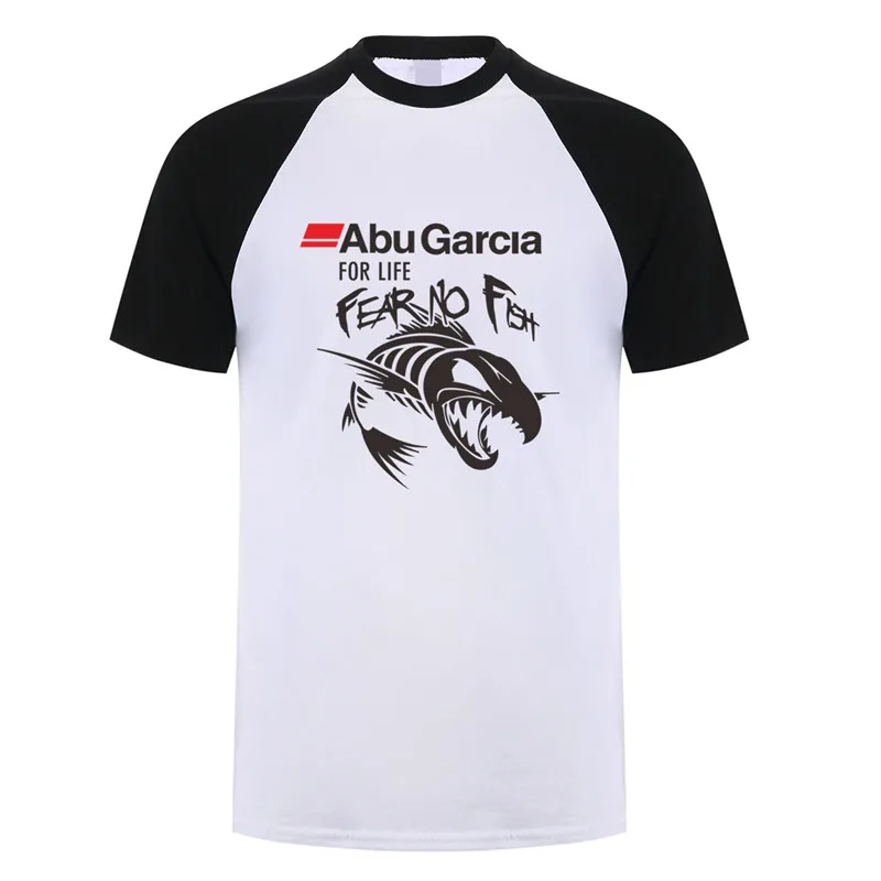 White Black Sleeve Abu Garcia Fear No Fish футболка мужская с коротким рукавом Хлопок Abu Garcia For Life футболка мужские футболки DS-052 - Цвет: White Black Sleeve