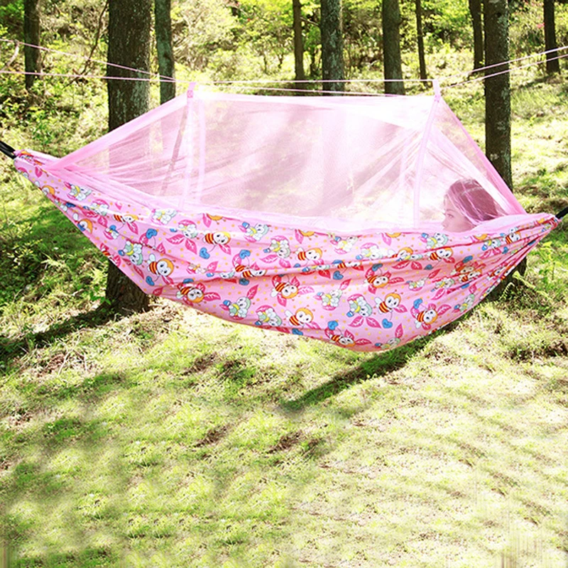 Мебель утолщаются холст гамак кемпинг с москитной предотвратить опрокидывание