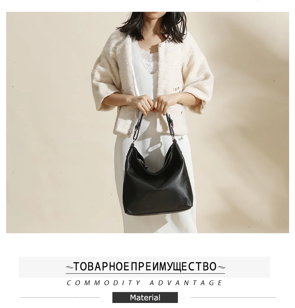 Женская Повседневная сумка Zency из натуральной кожи, черная модная женская сумка через плечо, элегантная сумка на плечо