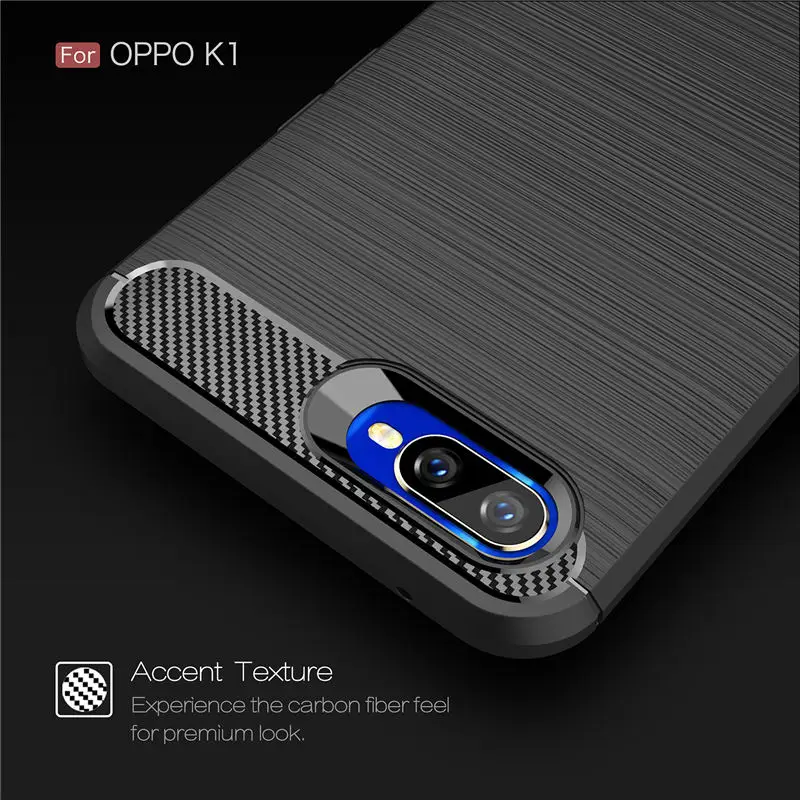 TRISEOLY для OPPO K1 чехол из углеродного волокна матовая ТПУ Резина силикон K 1 R15X Чехол