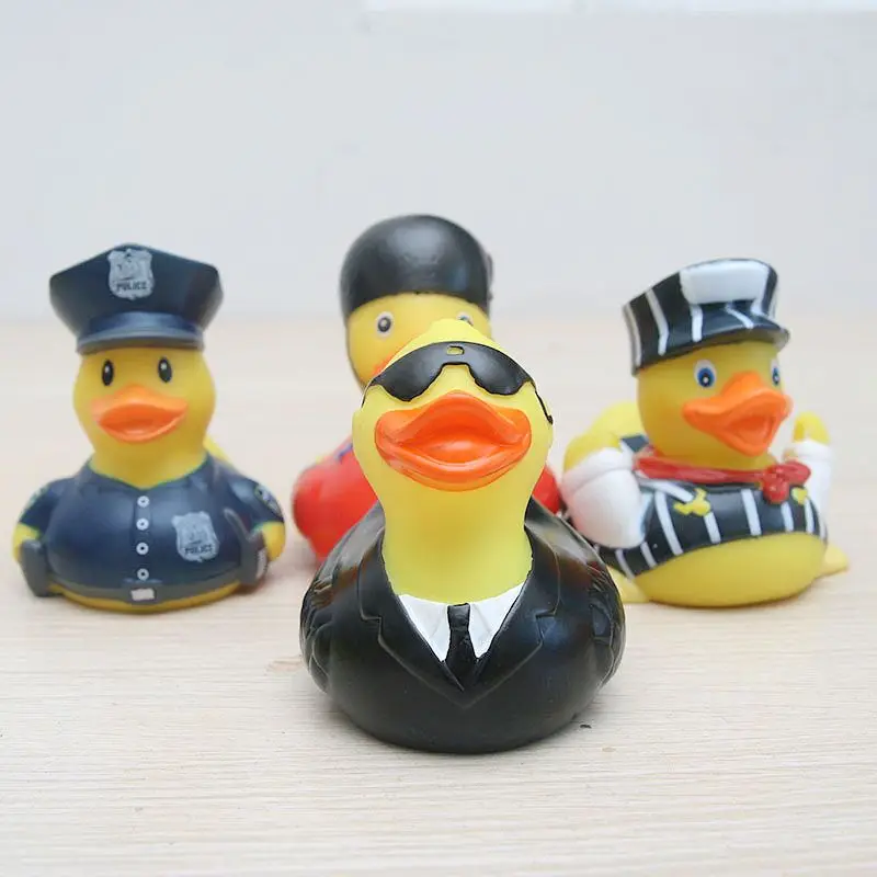 police duck Новинка 3 шт. Детские Игрушки для ванны милые резиновые Бейсбол/Полиция плавающие утки детские игрушки для купания - Цвет: police duck