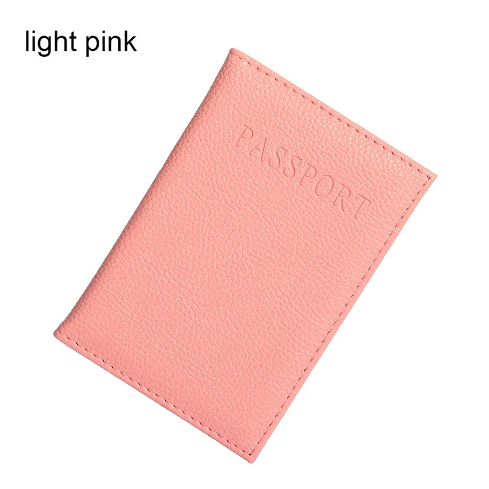 Light pink 1 шт. модный держатель для кредитных карт PU держатель для паспорта ID Кредитная карта билета путешествия паспорт файл папка сумка защитный чехол - Цвет: Light pink