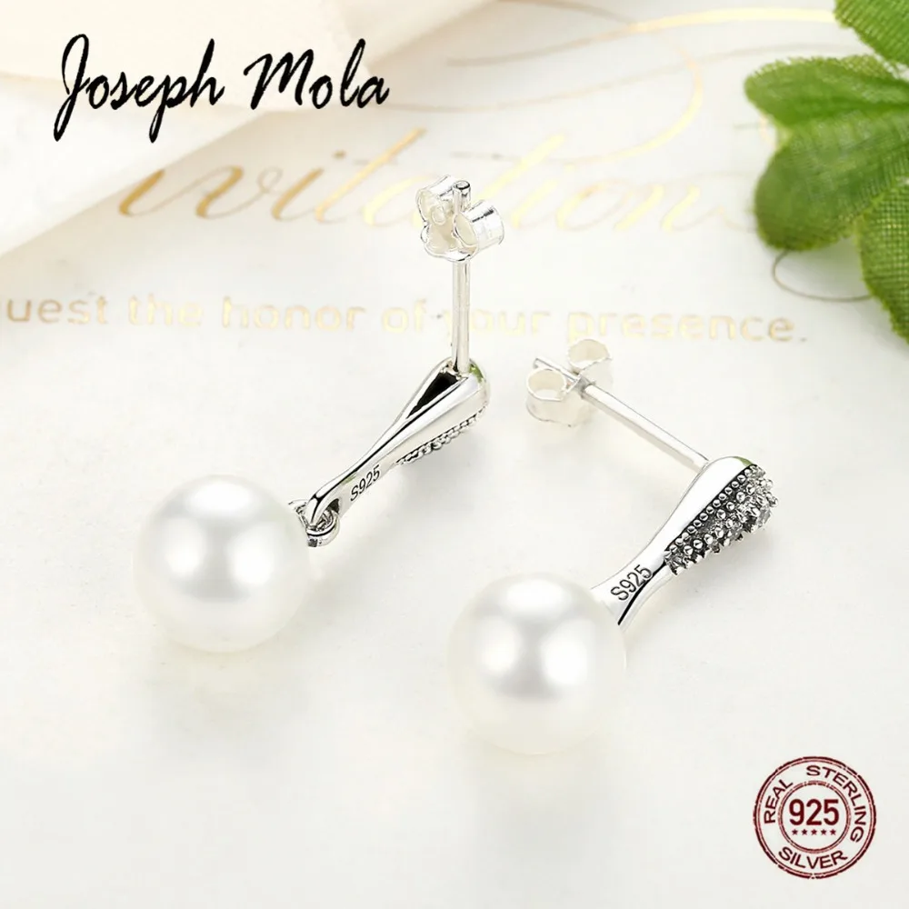 Joseph Mola 925 стерлингового серебра элегантные белые пресноводные жемчужные длинные