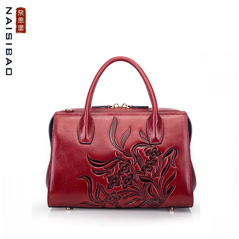 NAISIBAO новые сумки из натуральной кожи женская кожаная сумка воловьей модная