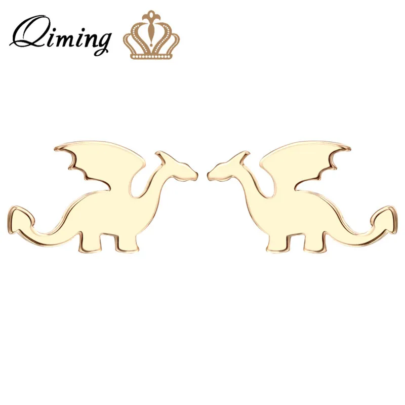 QIMING серебряные детские серьги для женщин Женская кошачья лапа Лебедь Колибри животное кулон серьги в богемном стиле дешевые ювелирные изделия гвоздики