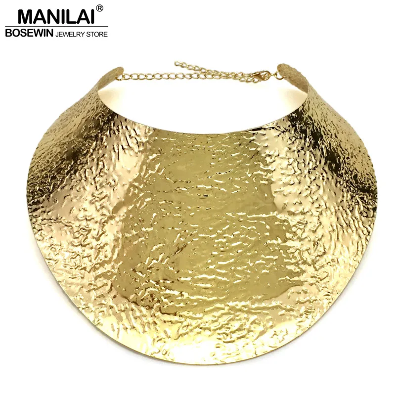 

MANILAI Fashion Metal Big Torques Statement Necklaces For Women Large Collar Choker Necklace Boho Design Steampunk Jewelry
