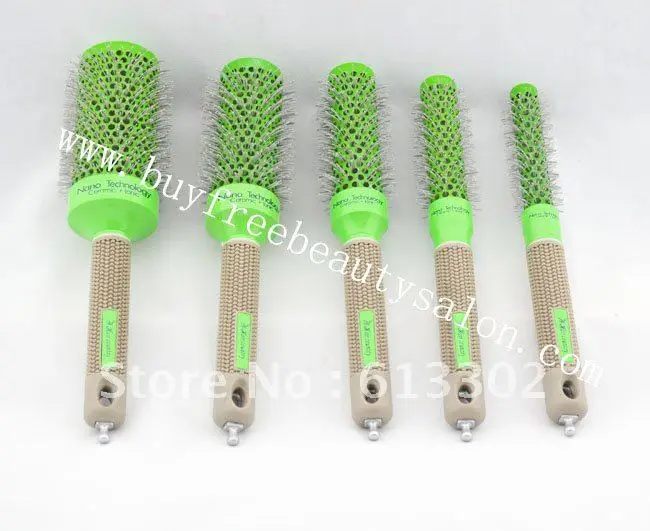 Керамические щетка для волос профессиональная зеленые волосы отверстие щетки