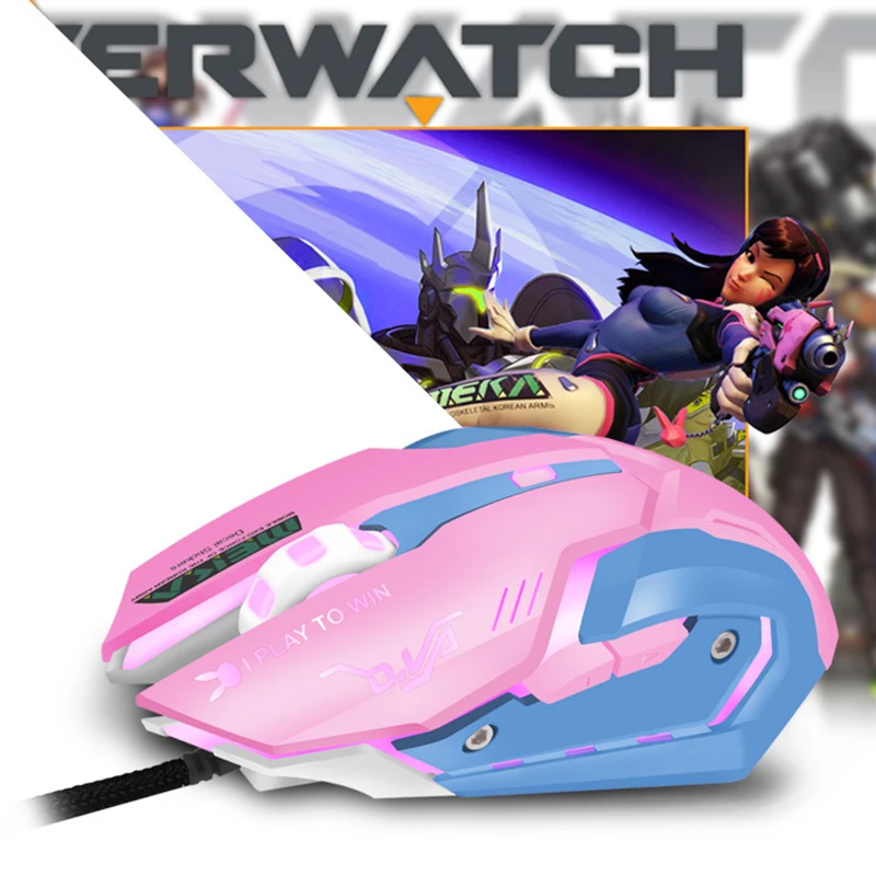 OW мышь с дышащей светодиодной подсветкой игровая D. VA Mercy Reaper Genji Проводная USB