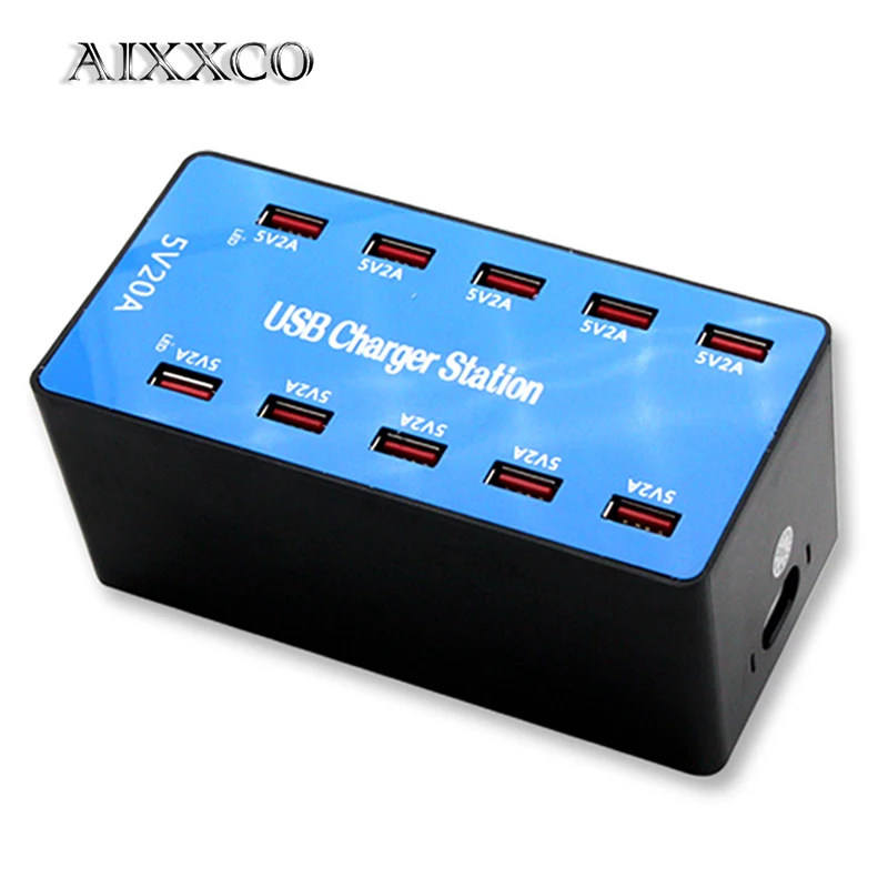 AIXXCO USB зарядное устройство 100 Вт 10 портов 20A умный рабочий стол зарядная станция