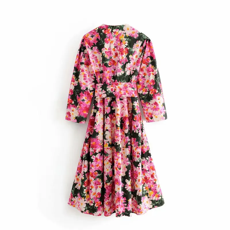 Женская одежда летнее платье 2019 Повседневное макси с принтом длинным рукавом