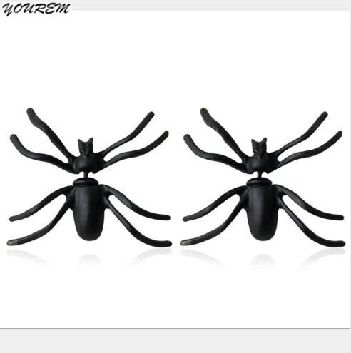 YOUREM one pair new novelty black spider earrings for women fashion girls party jewelry nickel free alloy drop ship ok fj701 | Украшения и