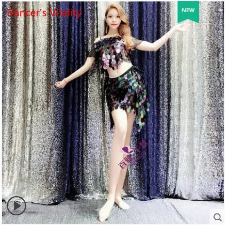 Top Skirt Type 3 Одежда для занятий танцами живота, вышитая длинная юбка с пайетками, одежда для выступлений, индийский костюм для восточных танцев - Цвет: Top Skirt Type 3