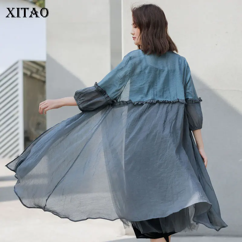 [XITAO] Корея новые модные Для женщин 2019 летние однотонные Цвет пальто свободного