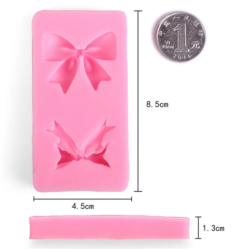 1 шт. 3D розовый бант 2 банта в форме силиконовая форма для помадки Сопа