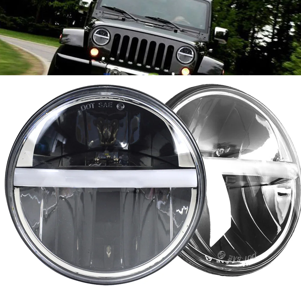 Авто фары светодиодный 7 дюймов круглый фар Conversion Kit для Lada Niva Jeep Wrangler Hummer |
