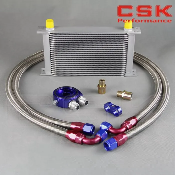 

22 ROW AN-10AN UNIVERSAL ENGINE TRANSMISSION OIL COOLER BRAND CSK 22 ROWS BRITISH TYPE SILVER+ FILTER KIT BLUE