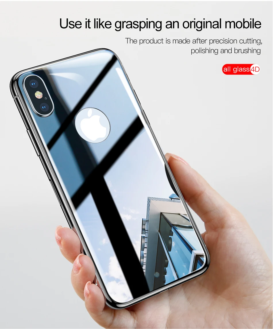 BASEUS 4D шелк Экран сзади Плёнки для iphone x 0.3 мм ультра тонкий полный охват назад закаленное Стекло Экран протектор для IPhone X