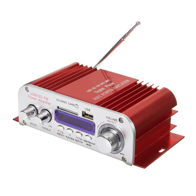 12V 2 канала Мощность Фул звук Smart мини усилитель HiFi Цифровой стерео дома для автомобилей и мотоциклов Мощность усилитель MP3 USB fm-радио SD