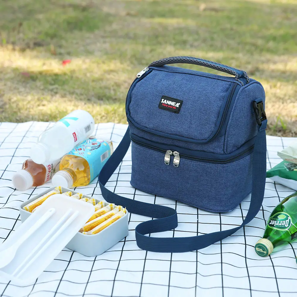 Nevy blue SANNE 7L 600D матовый полиэстер Оксфорд двойной слойный кулер мешок изоляции льда пакет тепловой для хранения еды пикника путешествия мешок льда - Цвет: Nevy blue