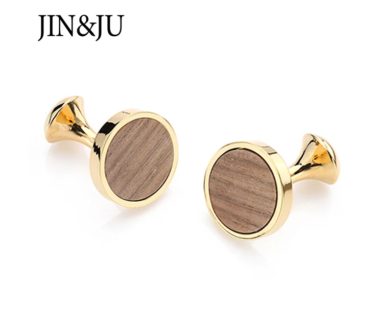 JIN& JU горячие новые круглые деревянные Запонки Ежик сандаловое дерево Запонки Свадебные Лучшие мужские подарки и подарки для мужчин с подарочной коробкой