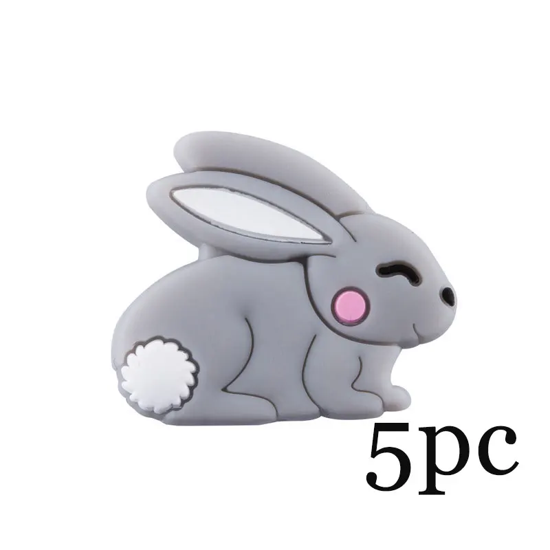 5pc Gray Mini Силиконовый Прорезыватель животных Детский Прорезыватель грызунов BPA Бесплатно Детские Прорезыватели для зубов DIY пустышка цепь силиконовые бусины для младенцев Товары для малышей игрушки - Цвет: 5pc Gray Mini