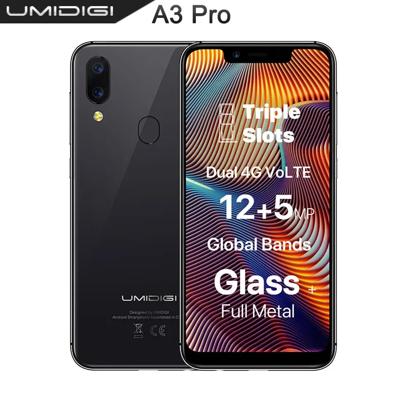 UMIDIGI A3 Pro Globale Della Fascia смартфон с 5 7-дюймовым дисплеем четырёхъядерным процессором 3