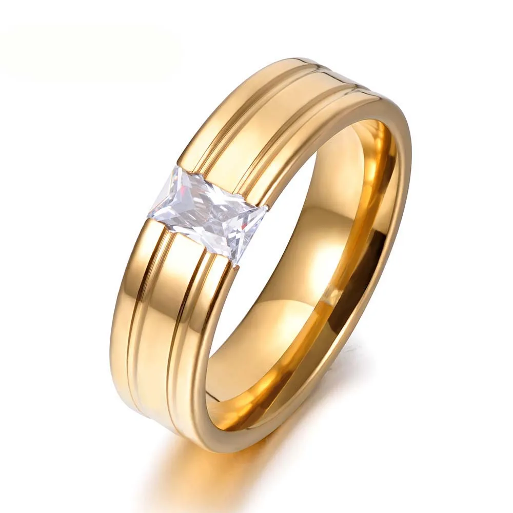 Gold ZooMango, Настройка канала, одиночные кольца с кристаллами CZ, золото, цвет 316L, нержавеющая сталь, обручальное кольцо, ювелирное изделие, подарок ZR17149 - Цвет основного камня: Gold
