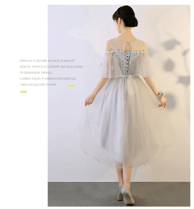 Robe de soiree, короткие платья для подружек невесты, серебристые, серые, Вечерние Платья для подружек невесты, вечерние платья, размер 6 H4187