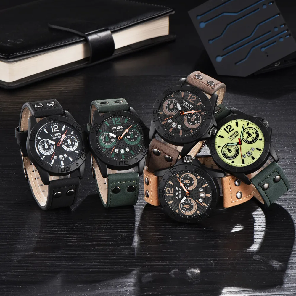 

Men's Watch Fashion Leather Stainless Steel Sport Analog Quartz Wristwatch Mens Reloj Hombre 2021 zegarek meski