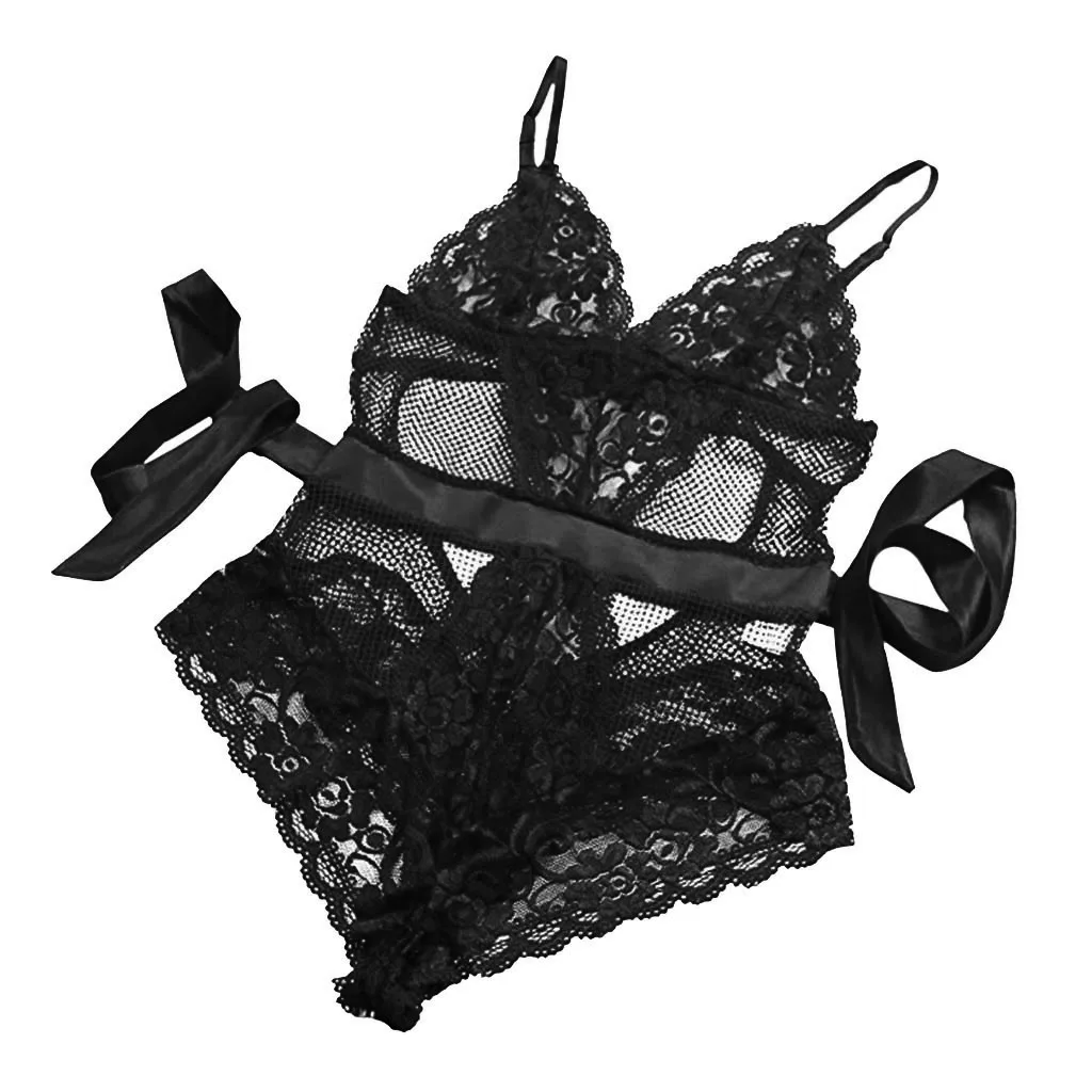 Женское нижнее белье сатиновый костюм с v-образным вырезом кружева Babydoll короткий