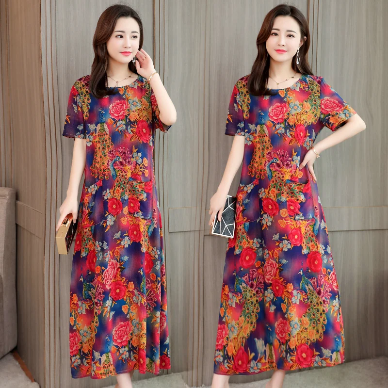 vestido de festa платье женское летнее Модное Новое Женское хлопковое Цветочное платье с круглым вырезом и коротким рукавом размера плюс