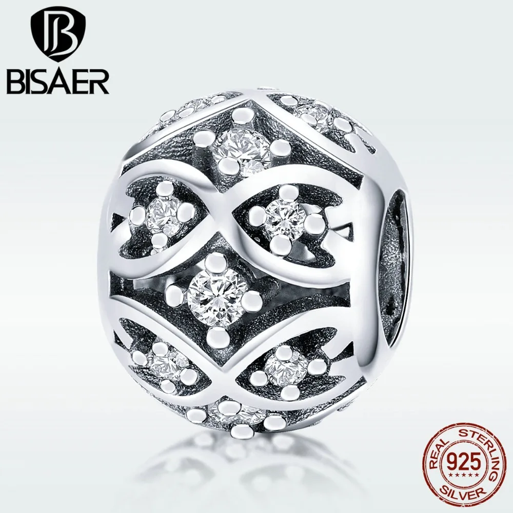 Кристалл CZ 925 пробы серебро Forever Heart Pave амулеты бусины подходят браслеты для женщин бусины серебро 925 ювелирные изделия ECC732