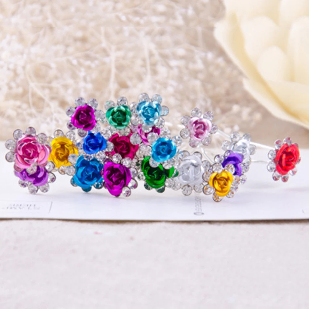 5Pcs Chic Engagement Wedding Shiny Rhinestone Hair Clips Rose Flower Hairpins 2019 | Красота и здоровье