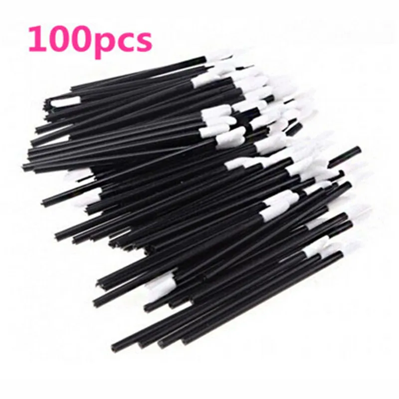100pcs 10/50/100 pcs одноразовые макияж кисть для губной помады палочка-аппликатор для блеска Make Up инструмент черный Портативный косметический Красота - Handle Color: 100pcs