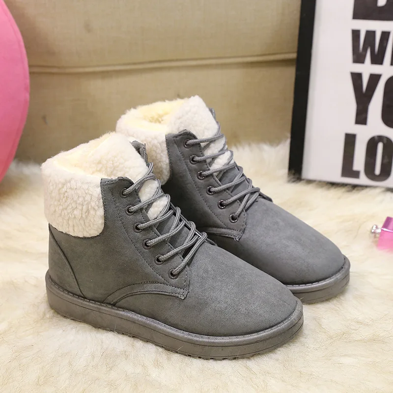 Зимние теплые женские ботинки осень и зима новинка зимние на шнуровке ботильоны
