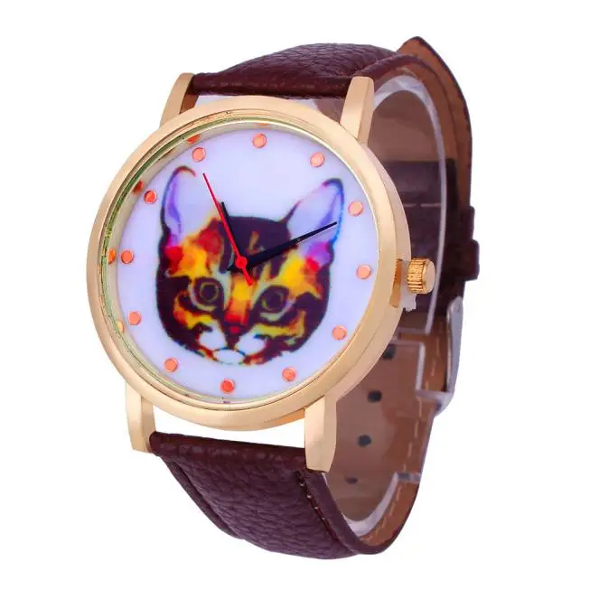 Рай 2017 Горячая Классический Шарм Мода сова Шаблон PU Кожаный Ремешок Аналоговый