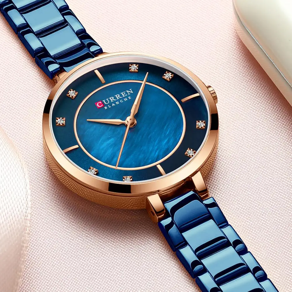 Новинка CURREN женские роскошные брендовые часы простые Кварцевые