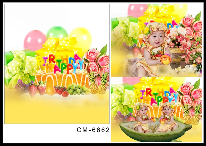 

5*6.5ft Baby Birthday Vinyl Backdrops for Photography Flowers with Cake Background Newborn Background Cloth For kid Photos