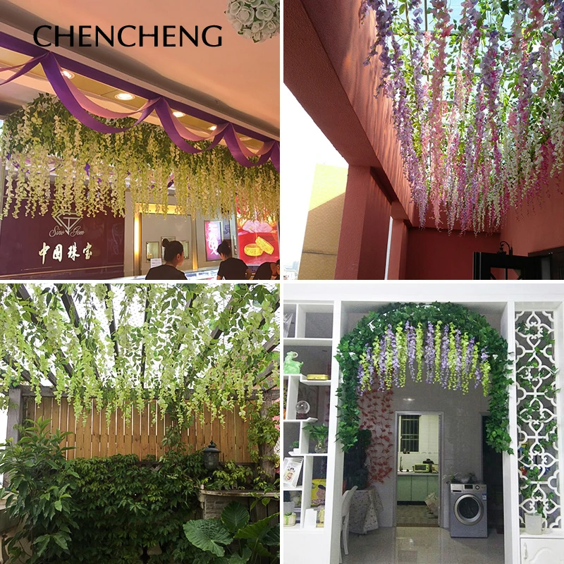 CHENCHENG 12 шт./лот искусственные цветы шелк Глициния искусственный цветок настенный