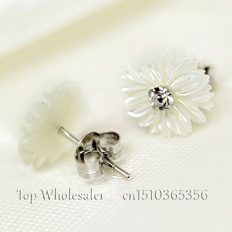 Женские серьги гвоздики из серебра 925 пробы с натуральным перламутром|mother of