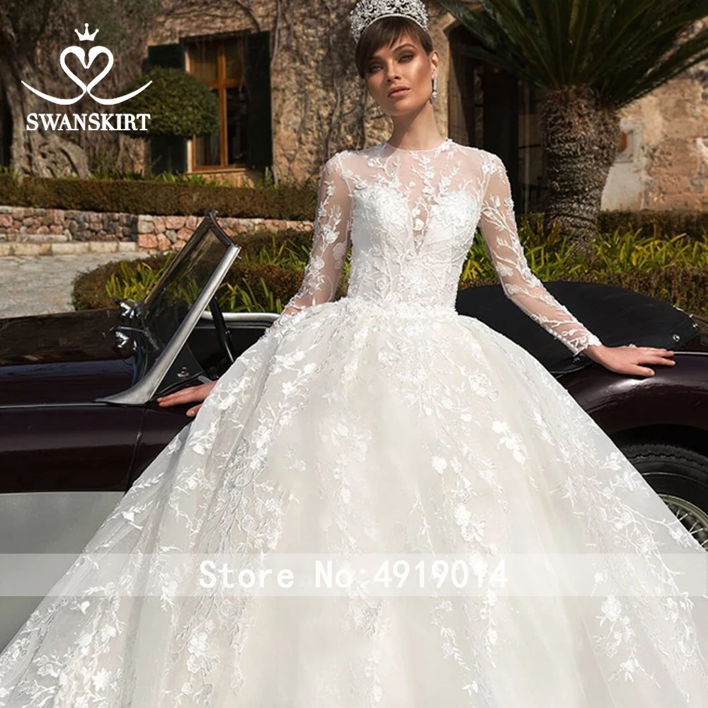 Роскошное Свадебное платье Swanskirt с длинным рукавом модель 2020 года бальное