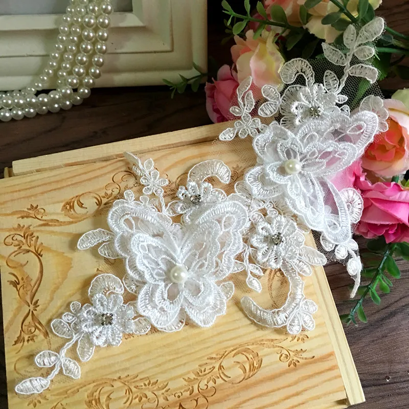 13 см 10 шт./лот новая мода бабочка свадебное платье вышивка Diy Аппликация воротник