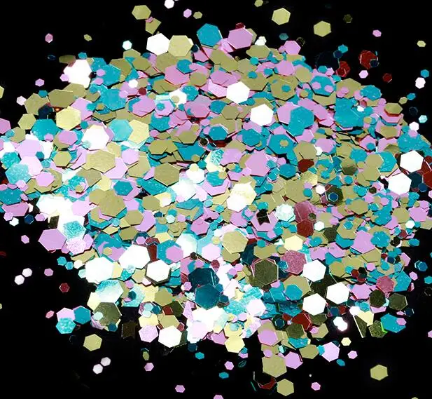 14-50g in one bag 50g/bag Chunky Glitter Nail Sequins Iridescent Flakes Ultra-thin Colorful Mixed Paillette Festival Glitter Cosmetic Face Glitter - Цвет: 14-50g in one bag