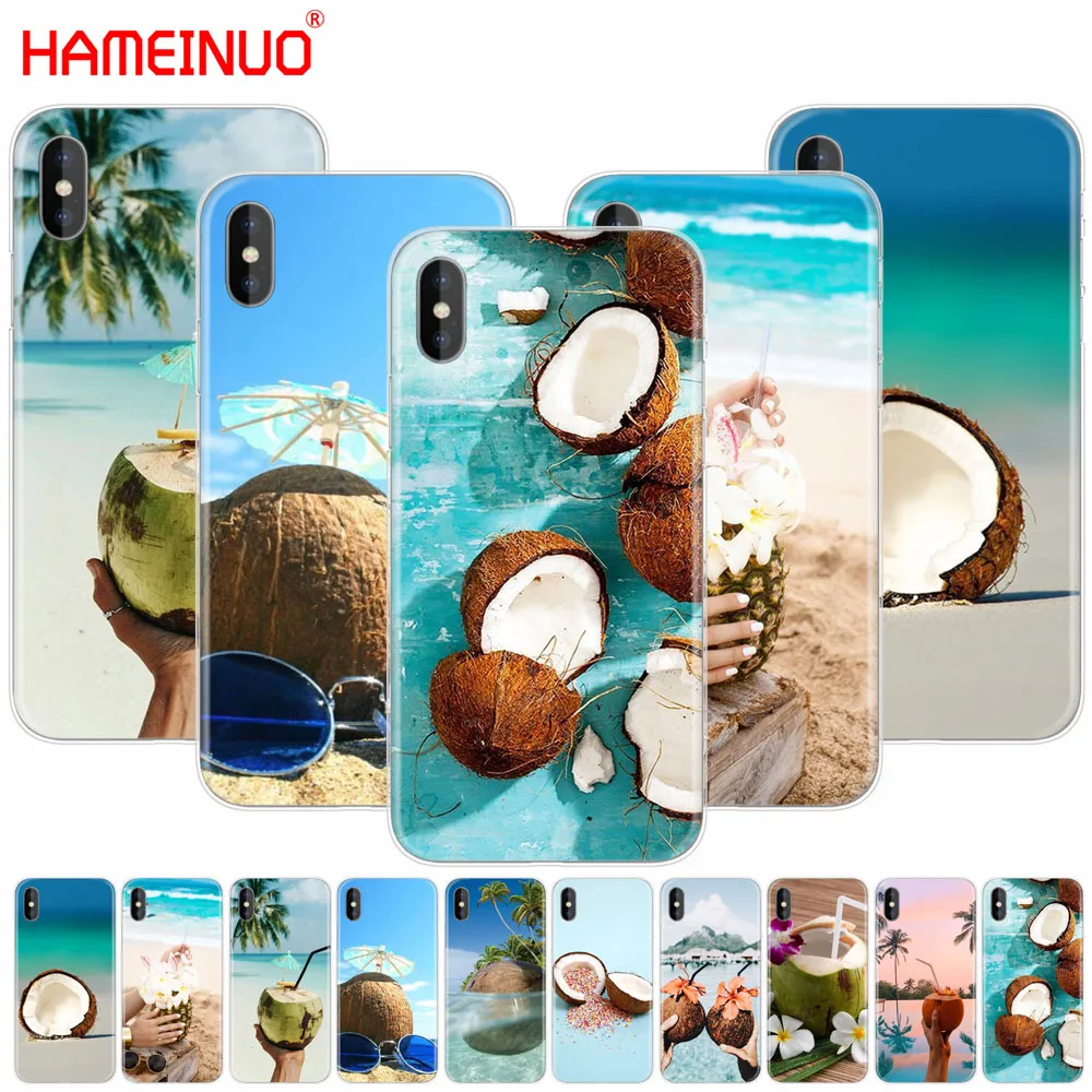 HAMEINUO кокосовый на пляже Чехол для мобильного телефона iphone X 8 7 6 4 4s 5 5s SE 5c 6s