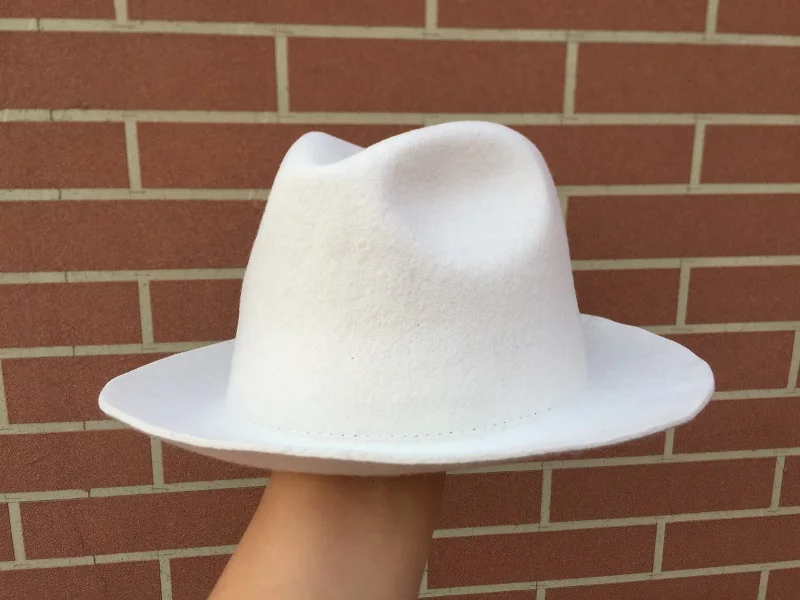 Модная шерстяная войлочная Белая Шляпа Fedora для женщин или мужчин