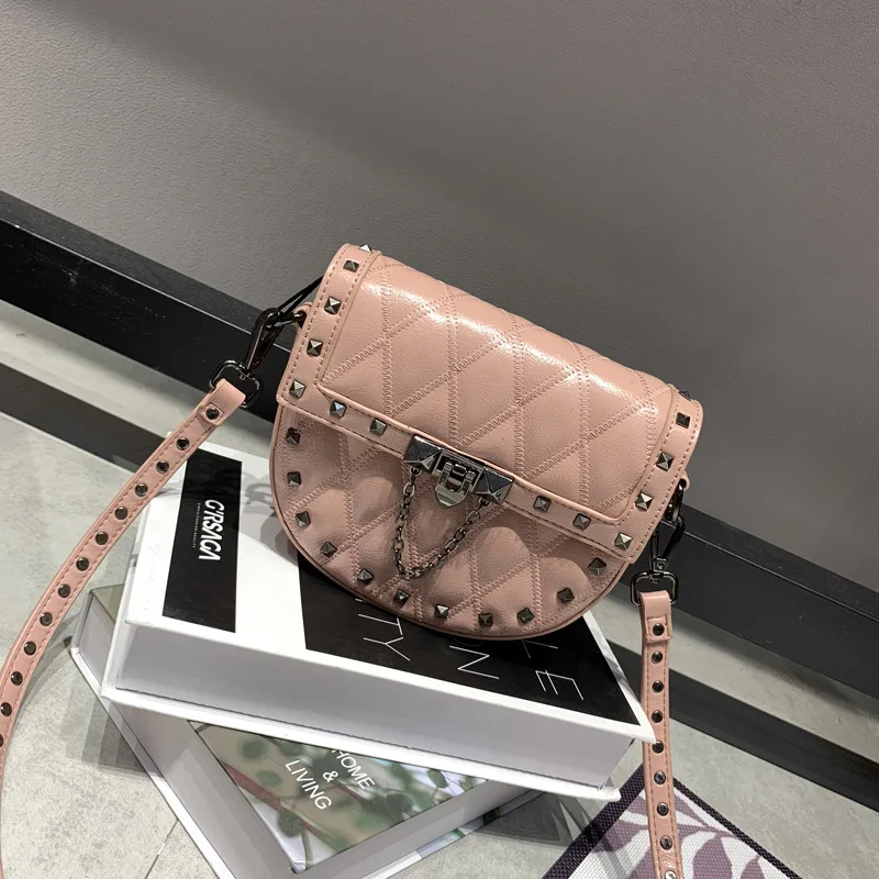Pink Роскошная женская сумка через плечо, модные седельные сумки с ромбовидной решеткой из искусственной кожи, сумки на плечо для женщин, дизайнерские сумки - Цвет: Pink