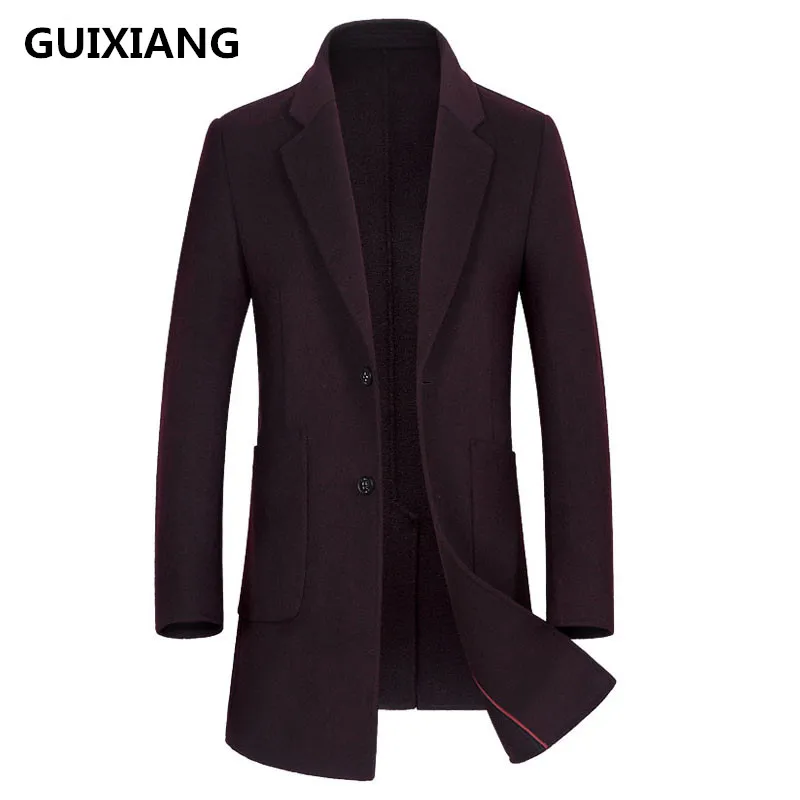 GUIXIANG 2017 мужской модный двухсторонний шерстяной Тренч куртка Мужской