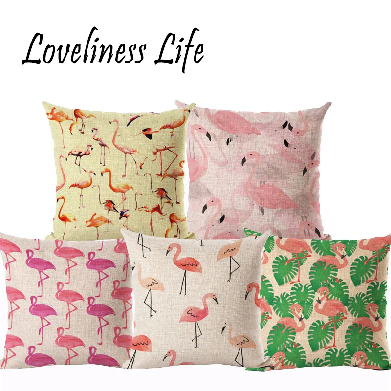 Стильная Подушка &quotфламинго&quot чехол из хлопка льна диванные подушки