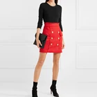 Женская шерстяная твидовая мини-юбка, подиумная дизайнерская мини-юбка с кисточками и пуговицами в виде льва, 2021