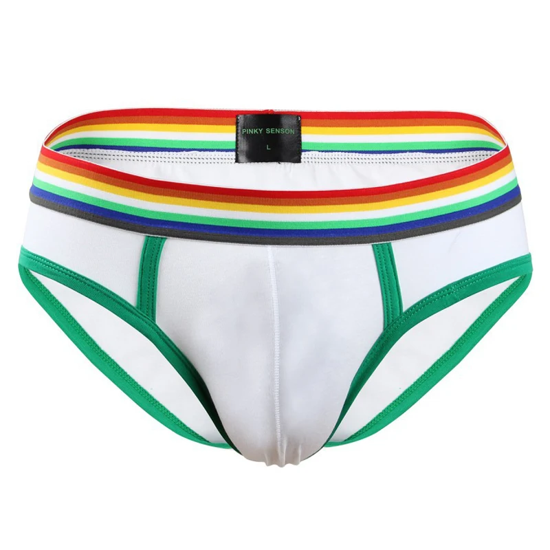 Однотонные трусы мужское сексуальное нижнее белье 2019 с радужным поясом для геев